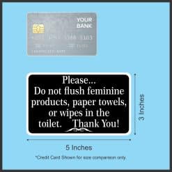 5inx3in Black Do Not Flush Feminine Products Paper Towels or Wipes Magnet - Image 2