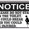 Notice Please Do Not Stand on the Toilet Sticker