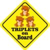 Two Girls One Boy Triplets on Board Magnet