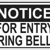 Notice For Entry Ring Bell Sticker