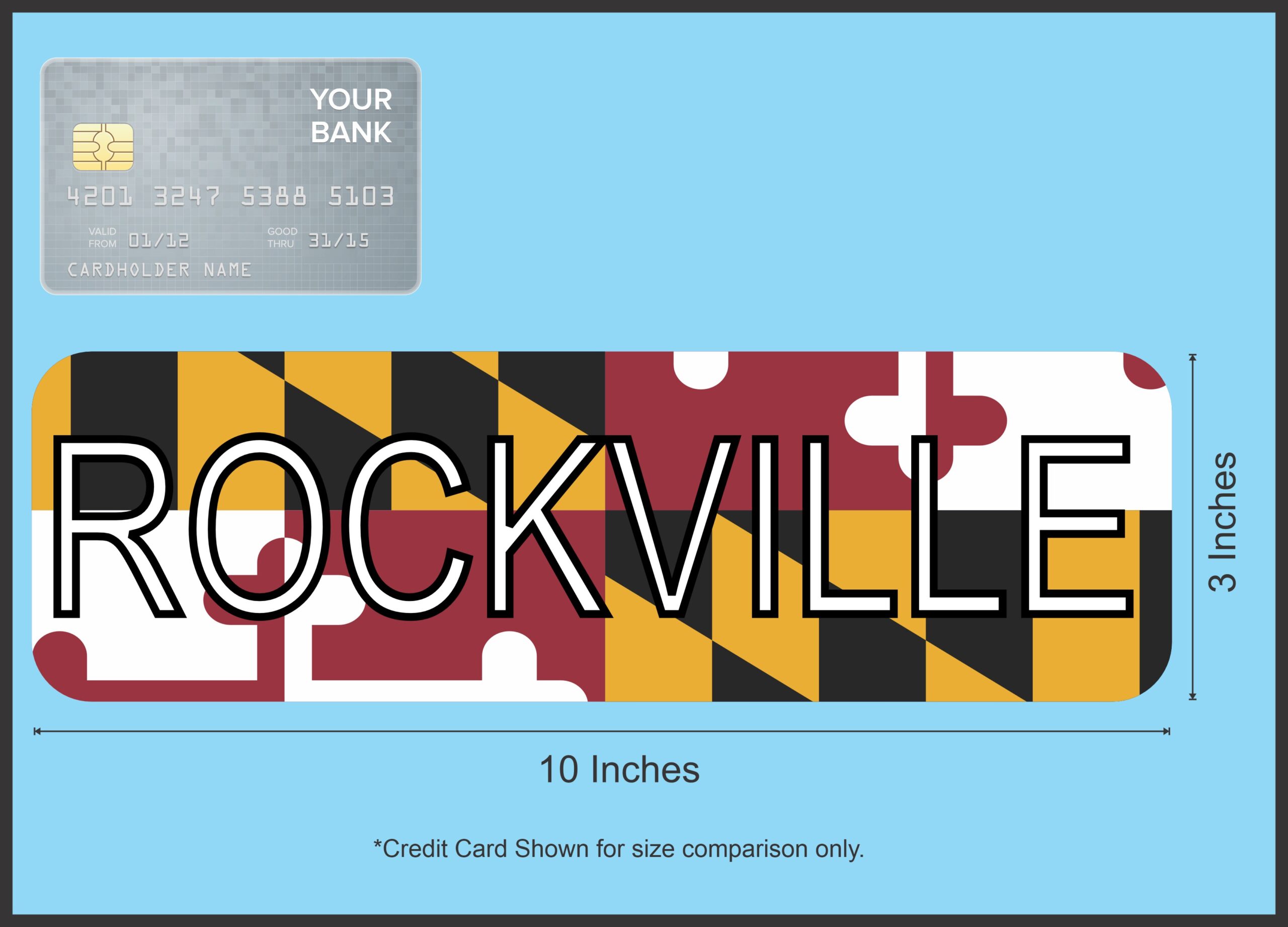 10in x 3in Rockville Maryland Magnet Vinyl State Flag Car Bumper Magnets