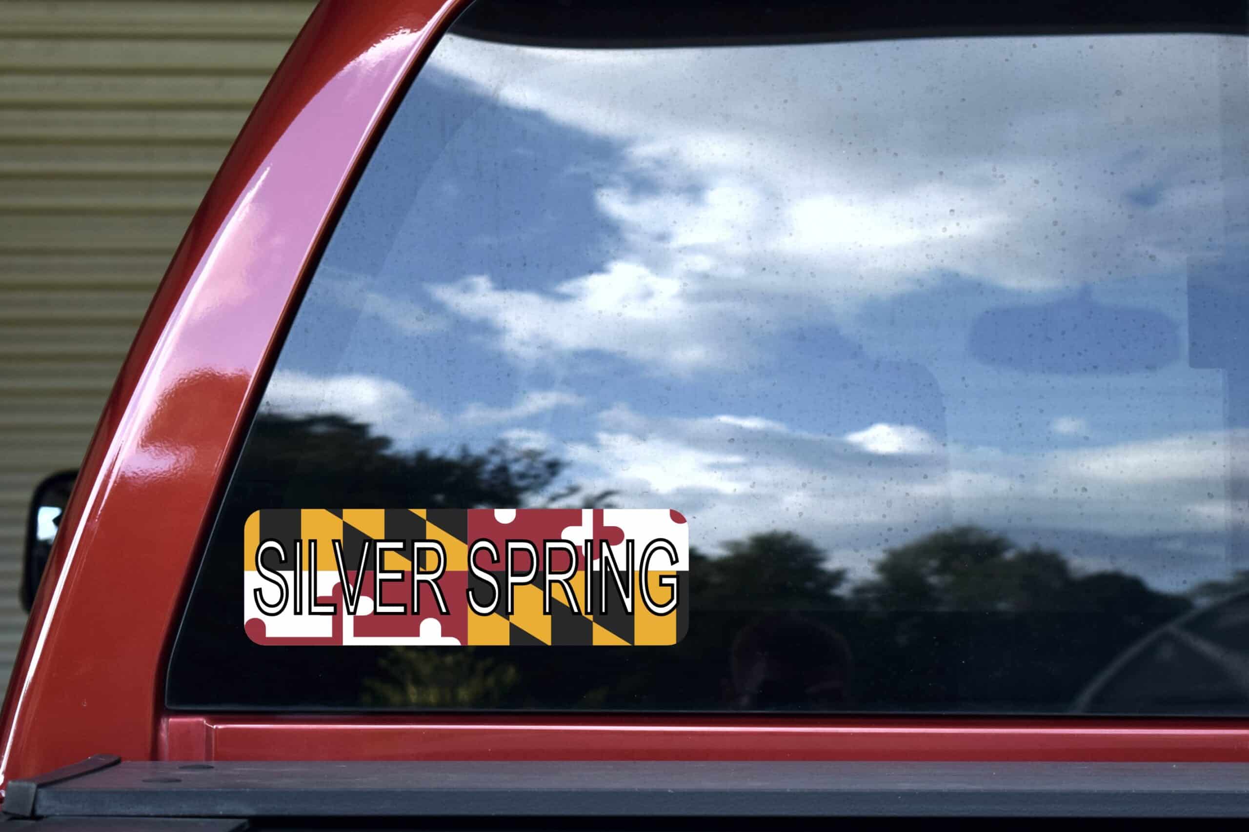 10in x 3in Silver Spring Maryland Bumper Sticker Vinyl State Flag Stickers