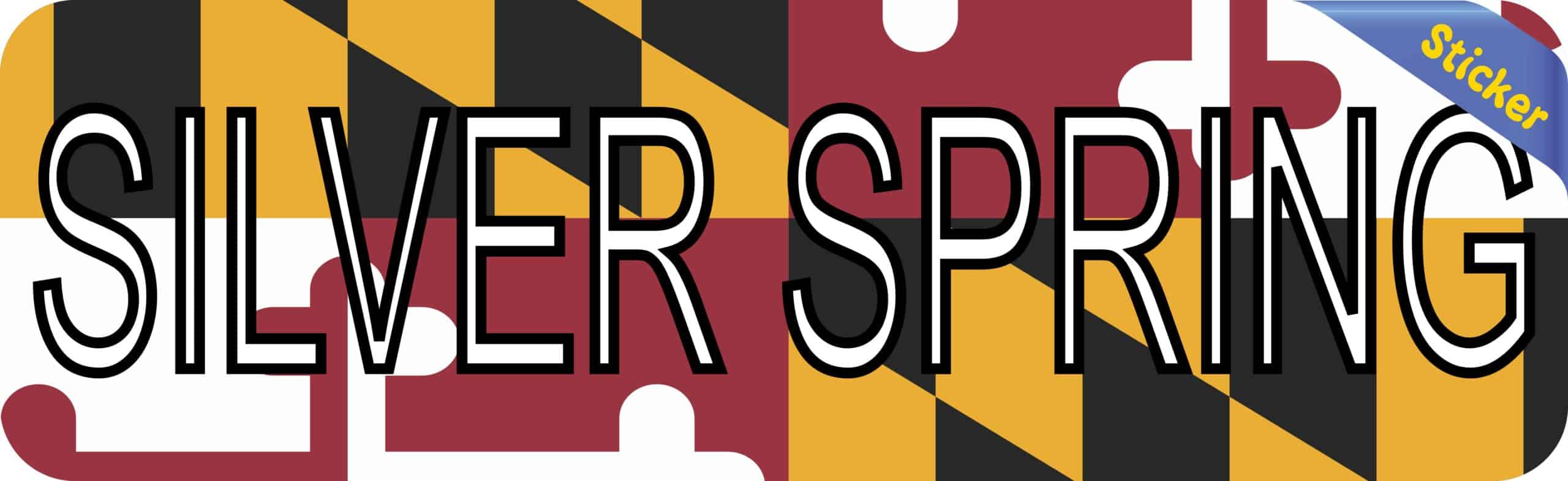 10in x 3in Silver Spring Maryland Bumper Sticker Vinyl State Flag Stickers