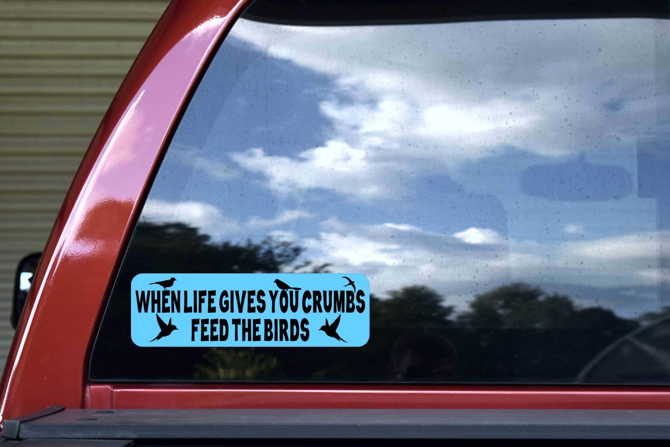 10 x 3 When Life Gives You Crumbs Feed the Birds Bumper Sticker Car Decal
