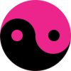 Magenta and Black Yin Yang Sticker