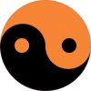 Orange and Black Yin Yang Sticker