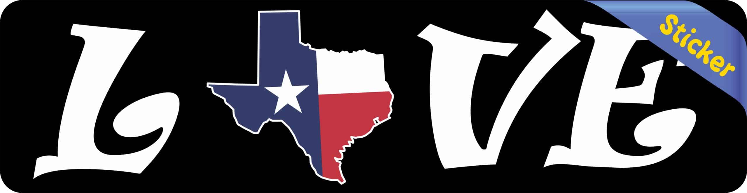 8inx2in Love Texas Bumper Sticker Vinyl Car Window Texan State Flag Decal