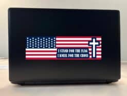 10in x 3in I Stand for the Flag I Kneel for the Cross Sticker