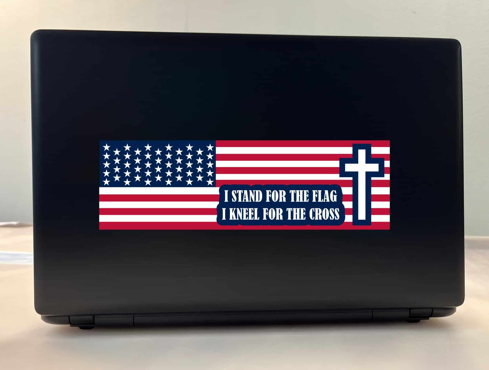 10in x 3in I Stand for the Flag I Kneel for the Cross Sticker