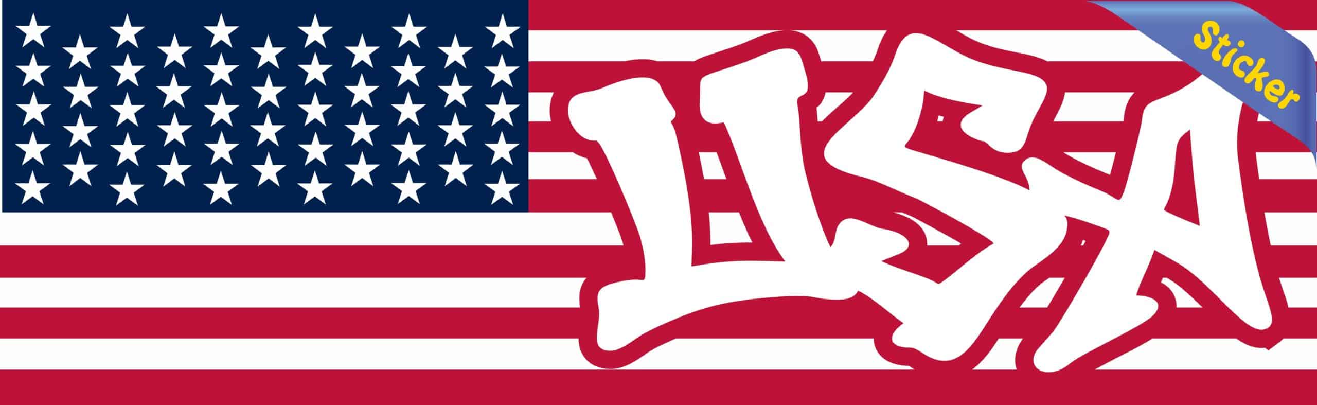 10in x 3in Graffiti USA American Flag Sticker