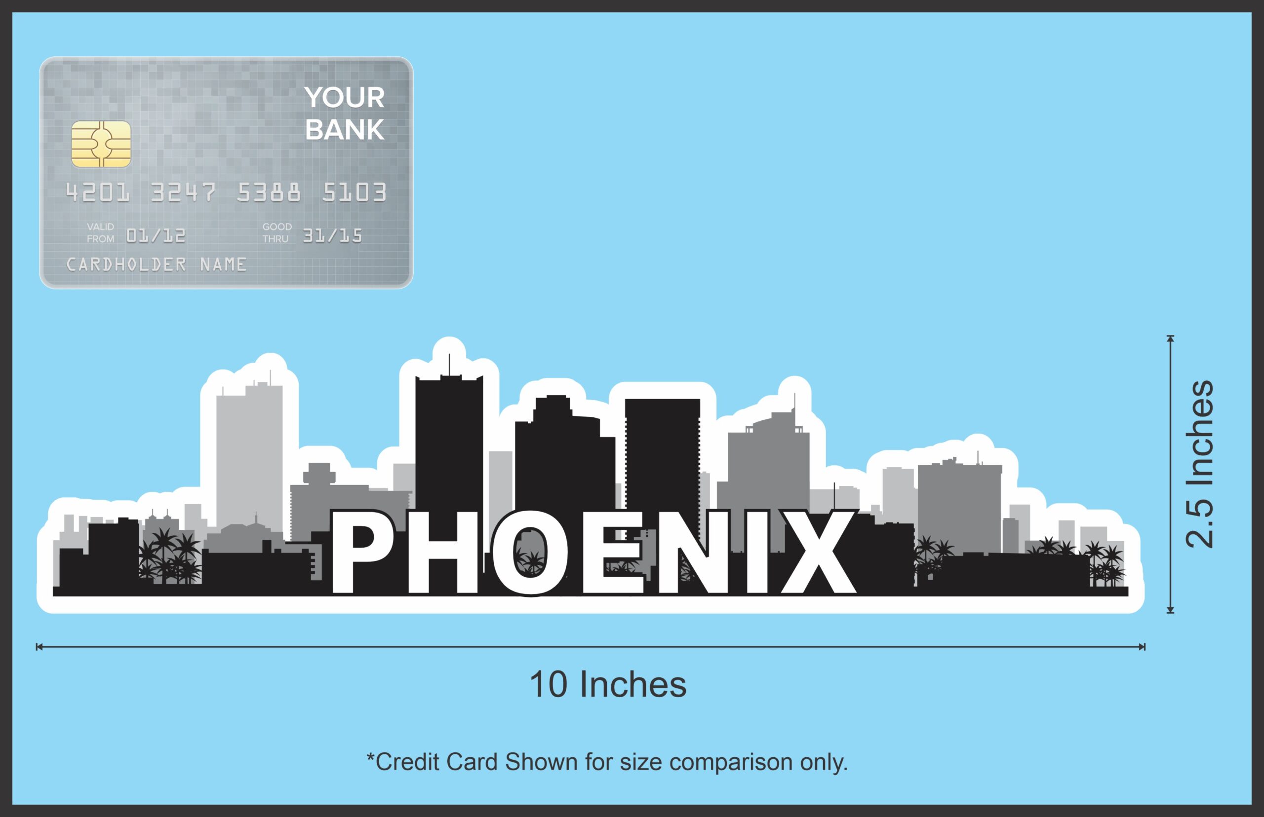10inx2.5in Phoenix Skyline Sticker Vinyl Car Truck Window Bumper Stickers