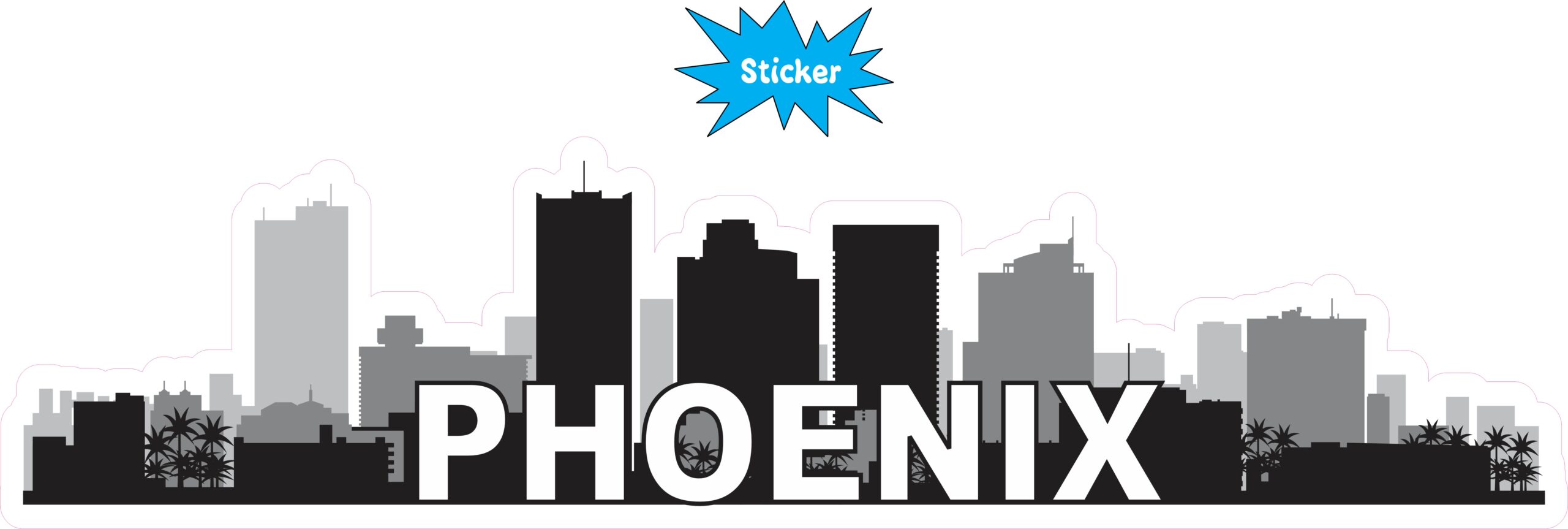 10inx2.5in Phoenix Skyline Sticker Vinyl Car Truck Window Bumper Stickers