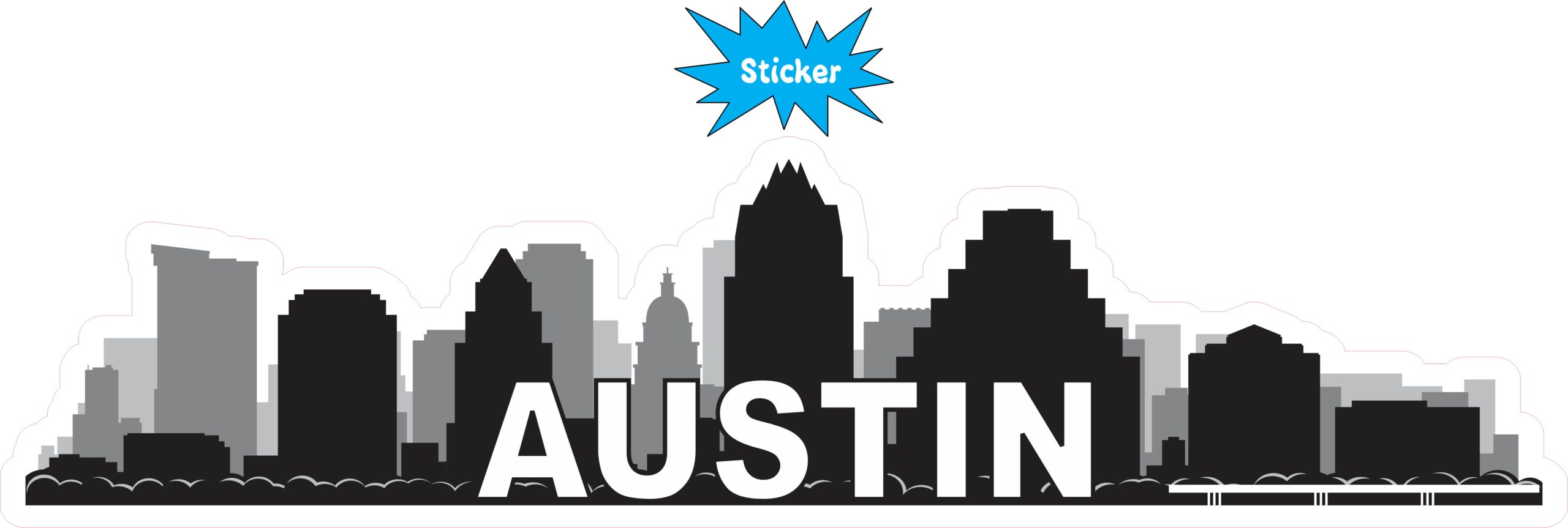 10in x 2.5in Austin Skyline Sticker Vinyl Car Truck Window Bumper Stickers