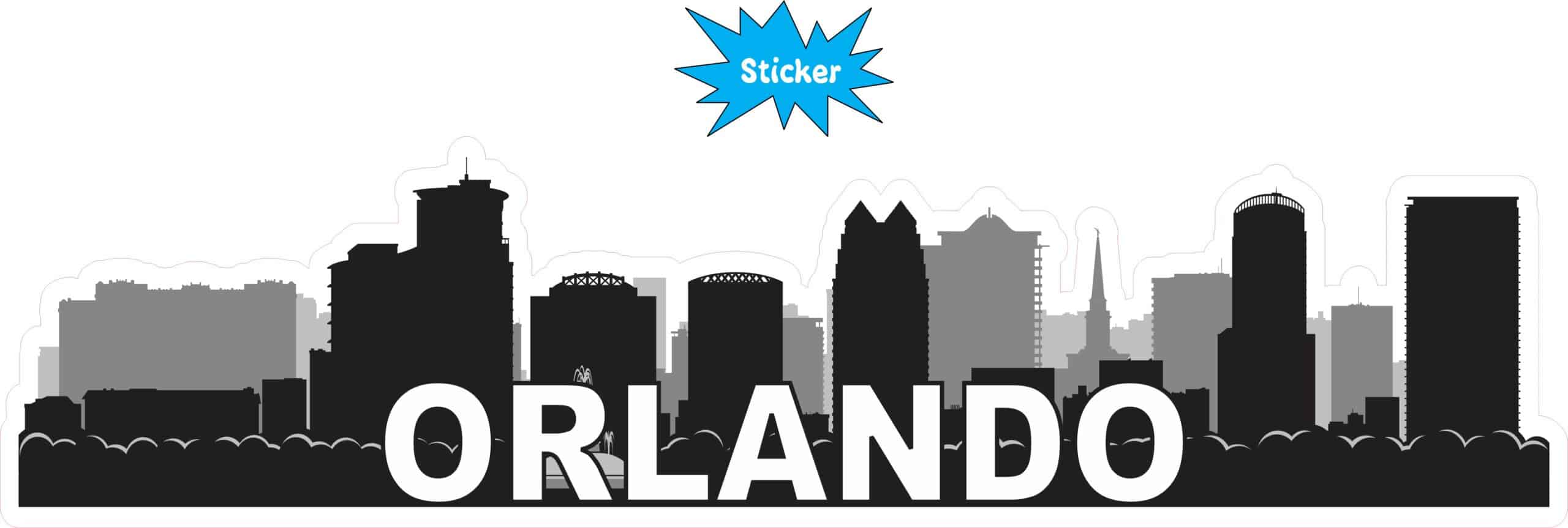 10inx2.5in Orlando Skyline Sticker Vinyl Travel Car Window Bumper Stickers
