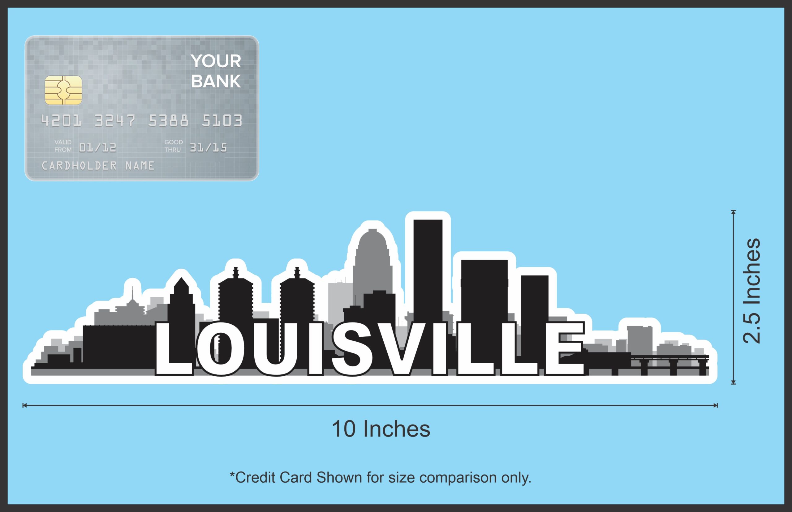 10in x 2.5in Louisville Skyline Sticker Vinyl Car Window Bumper Stickers