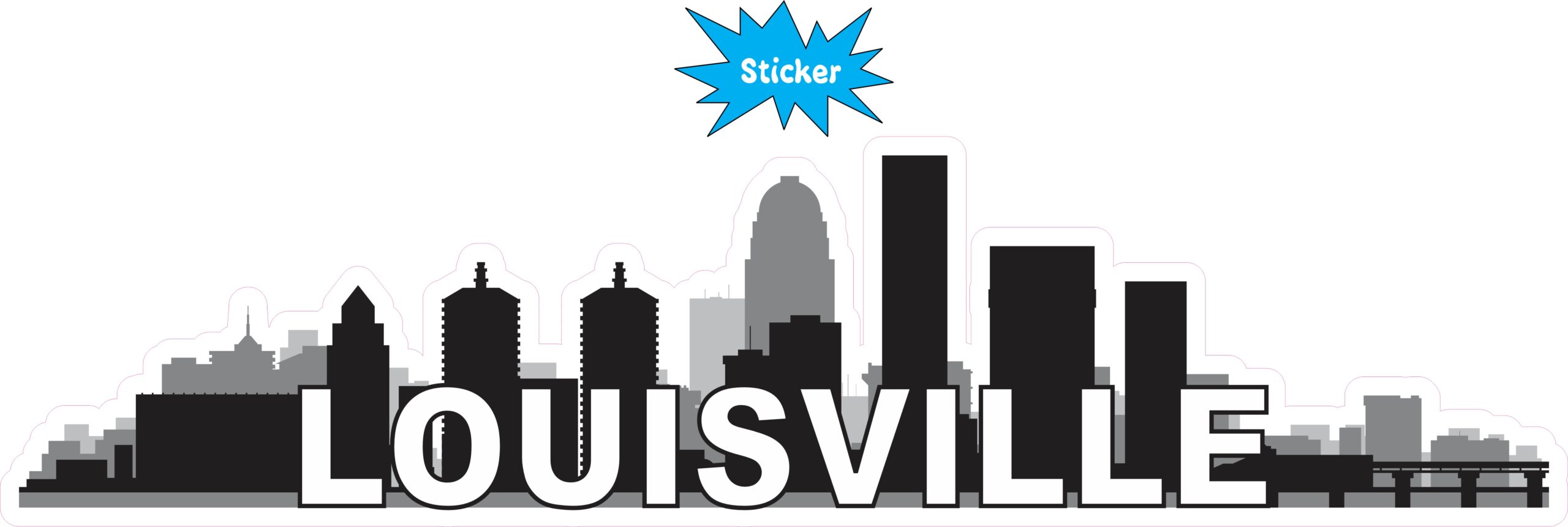 10in x 2.5in Louisville Skyline Sticker Vinyl Car Window Bumper Stickers