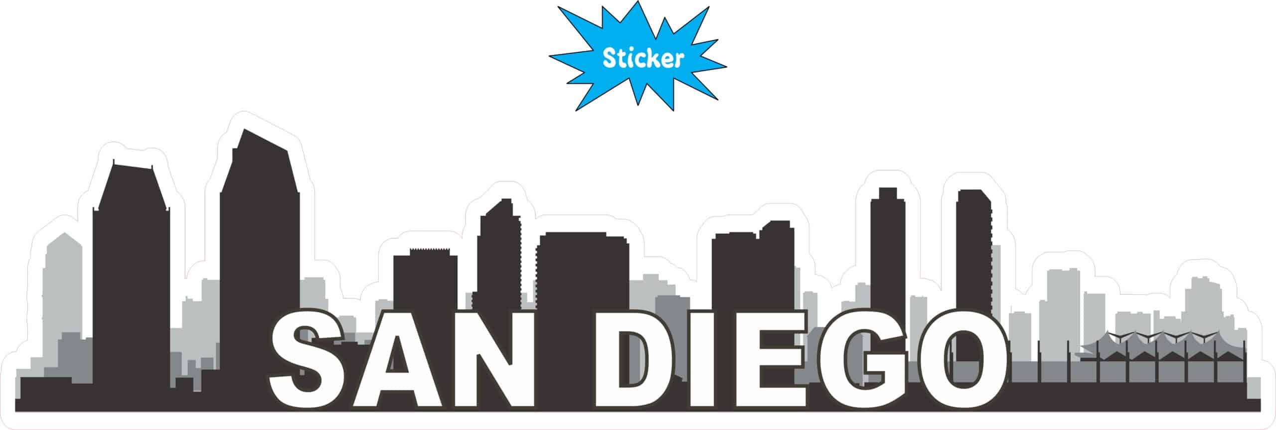 10in x 2.5in San Diego Skyline Sticker Vinyl Car Window Bumper Stickers