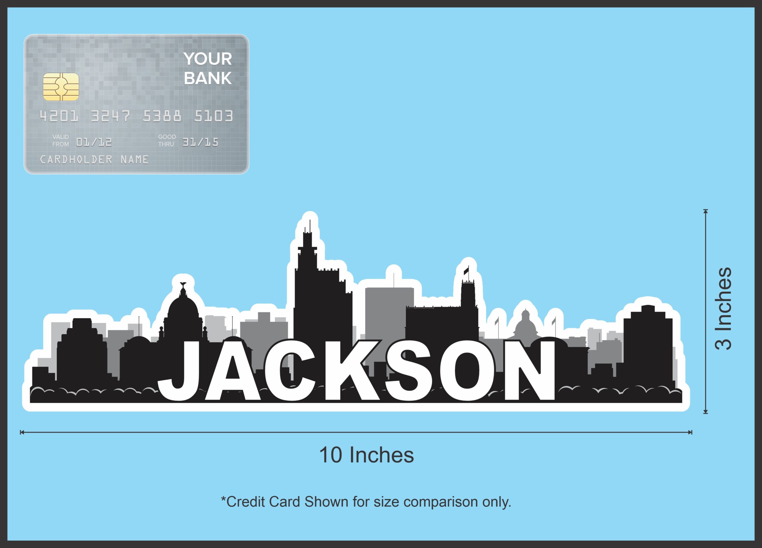 10in x 3in Jackson Skyline Sticker Vinyl Car Window Travel Bumper Stickers
