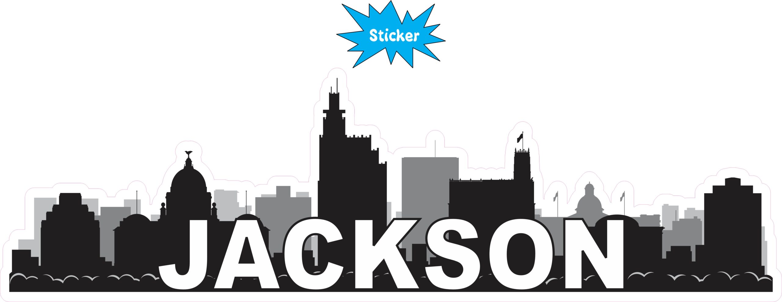 10in x 3in Jackson Skyline Sticker Vinyl Car Window Travel Bumper Stickers