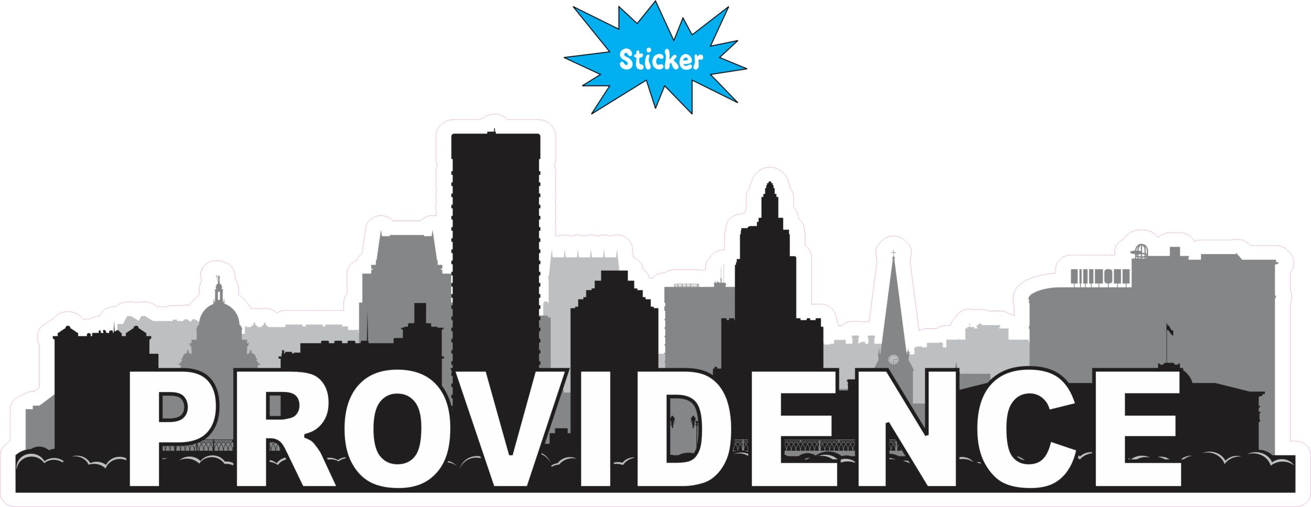 10 x 3 Providence Skyline Sticker Vinyl Car Window Travel Bumper Stickers