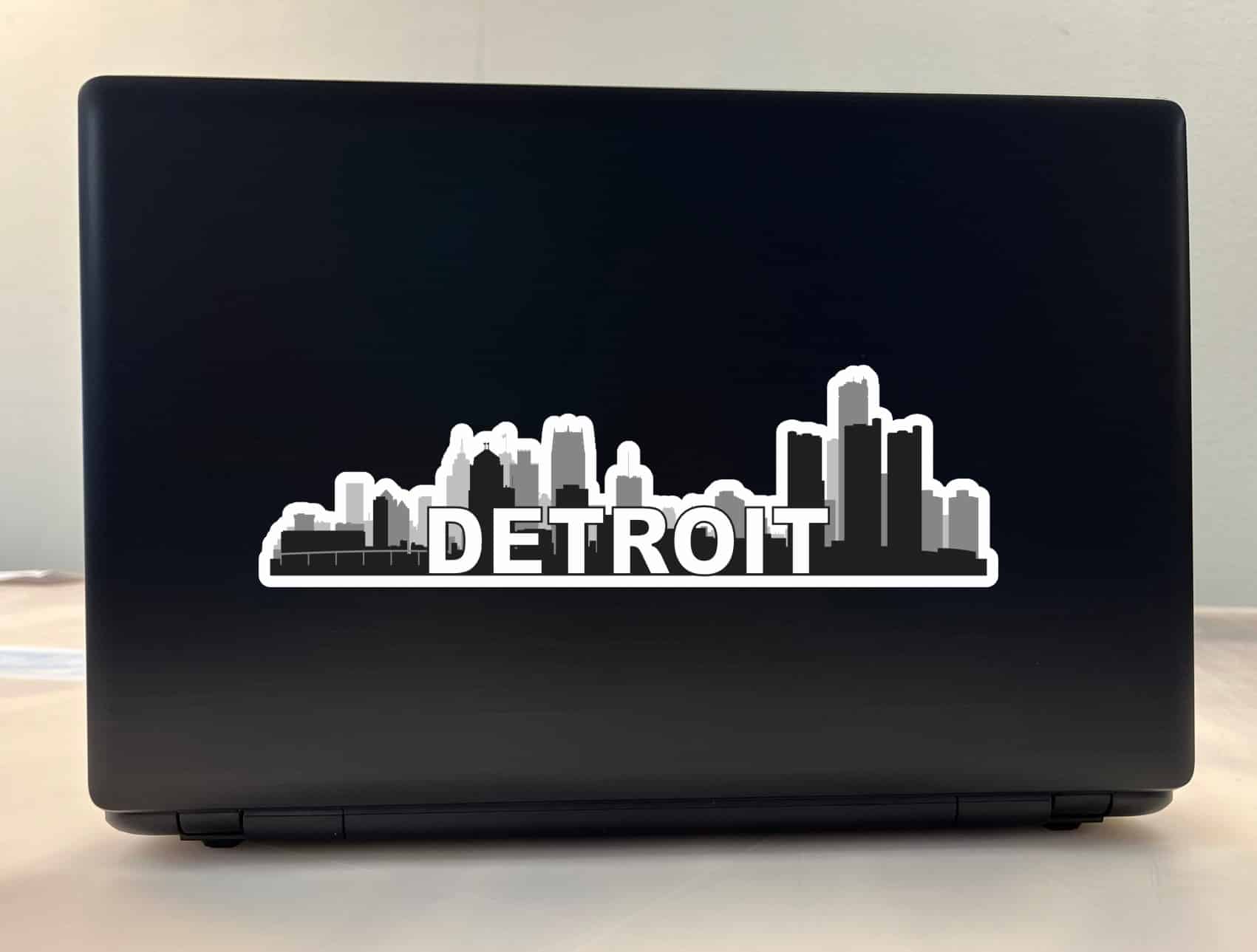 10in x 3in Detroit Skyline Sticker Vinyl Car Window Travel Bumpe