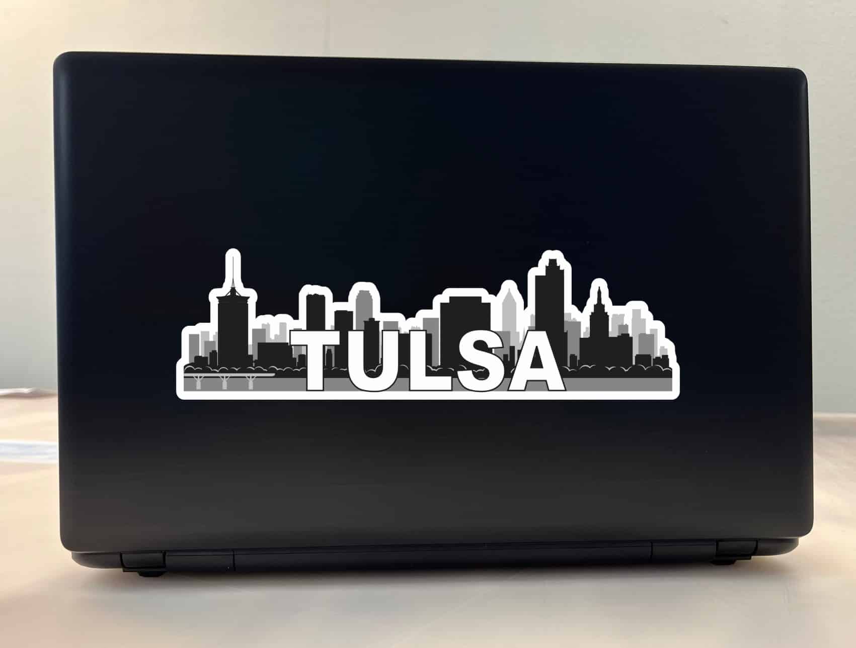 10in x 3in Tulsa Skyline Sticker Vinyl Car Window Travel Bumper Stickers
