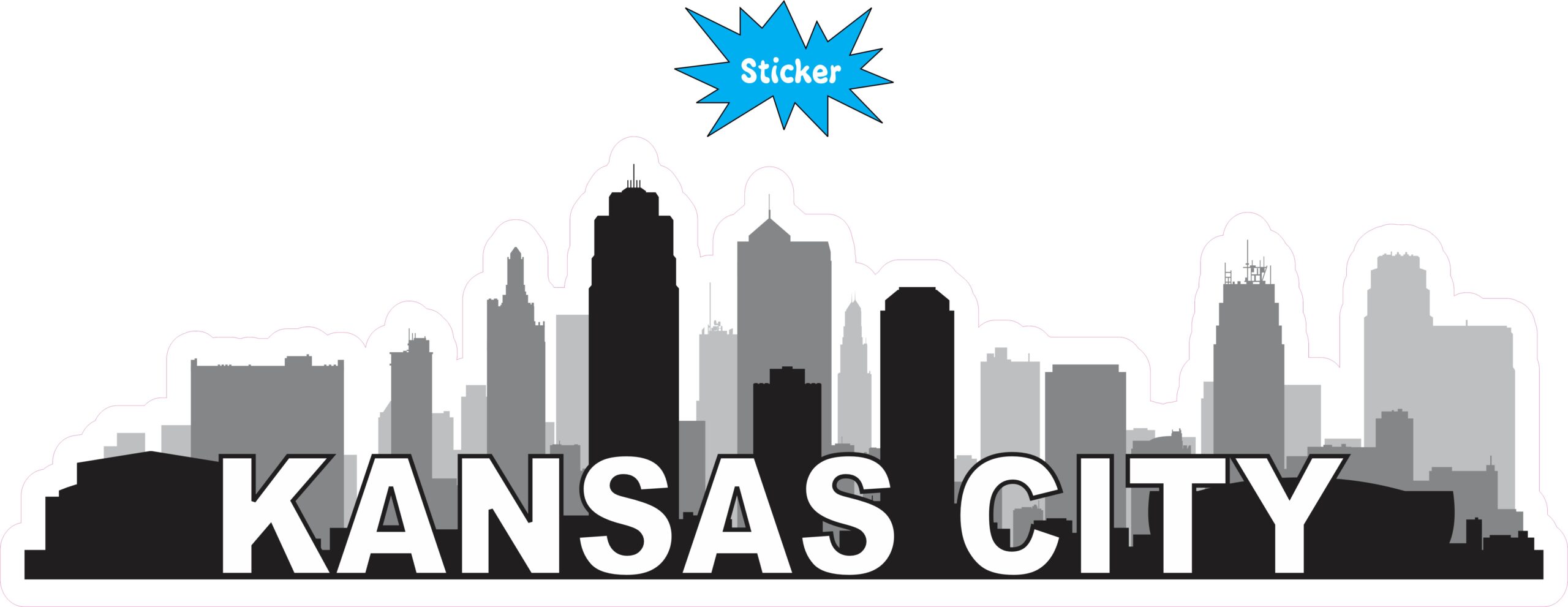 10 x 3 Kansas City Skyline Sticker Vinyl Travel Car Window Bumper Stickers*/