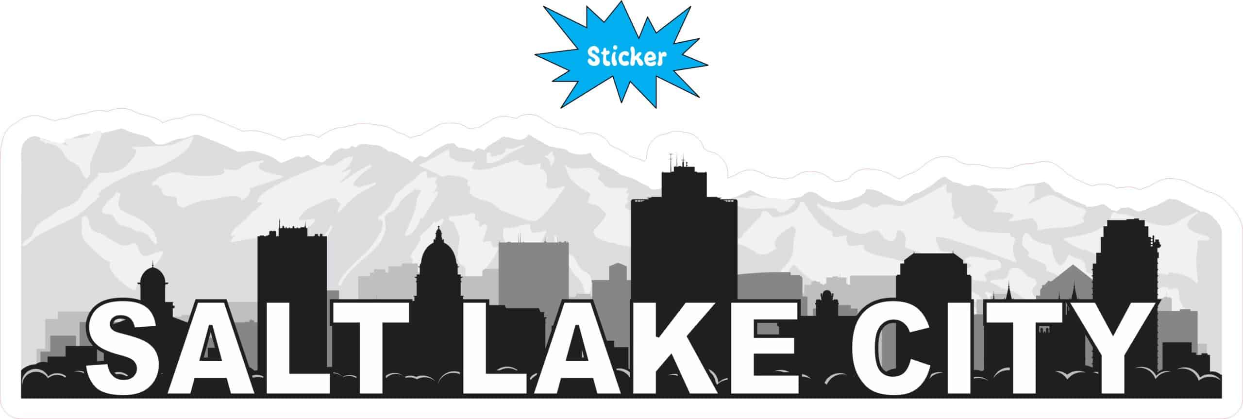 10inx2.5in Salt Lake City Skyline Sticker Vinyl Car Window Bumper Stickers