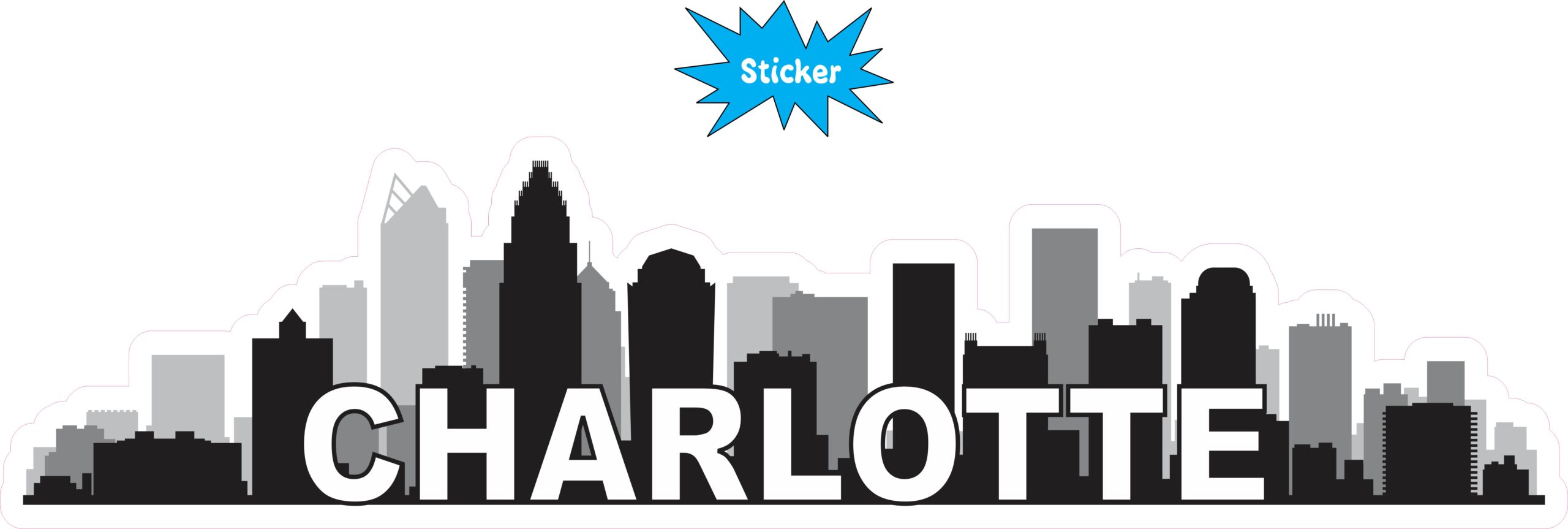 10in x 2.5in Charlotte Skyline Sticker