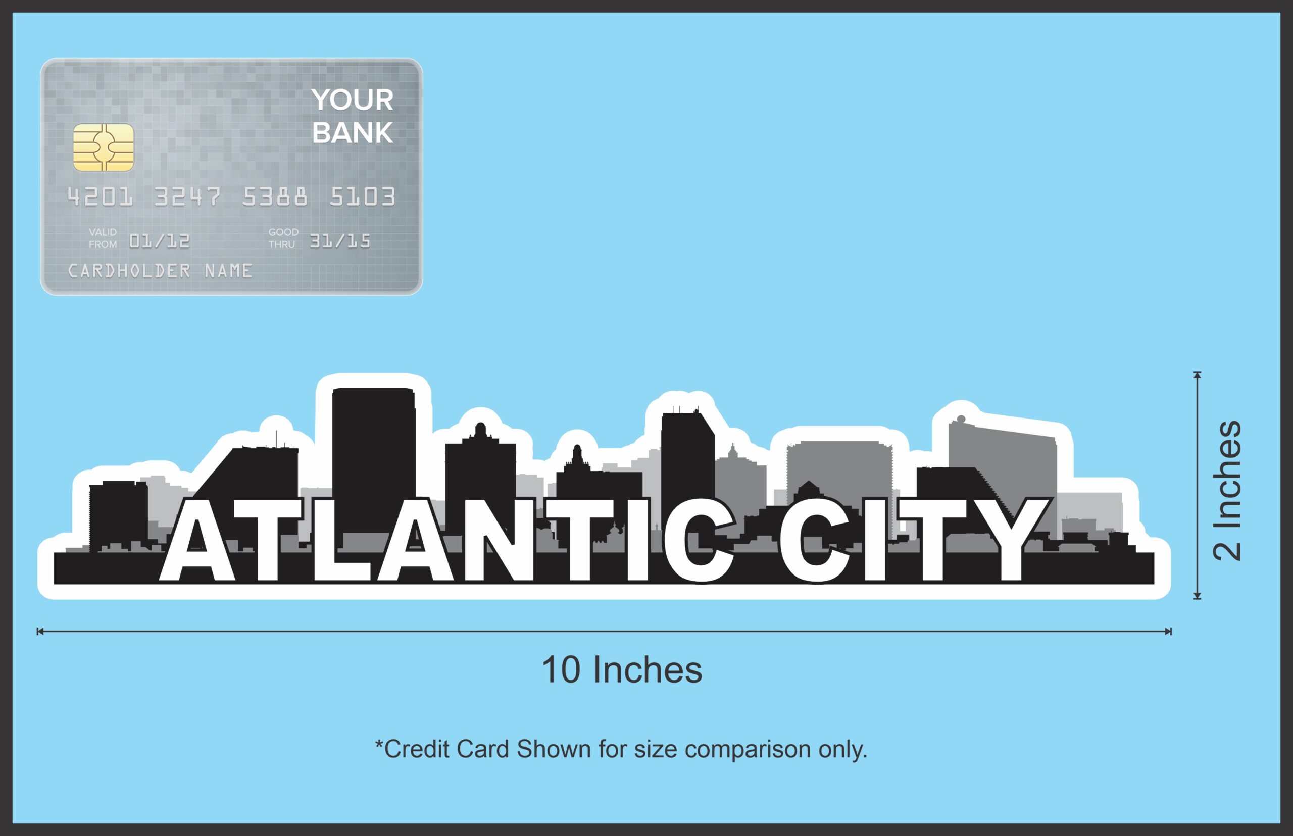 10in x 2in Atlantic City Skyline Sticker