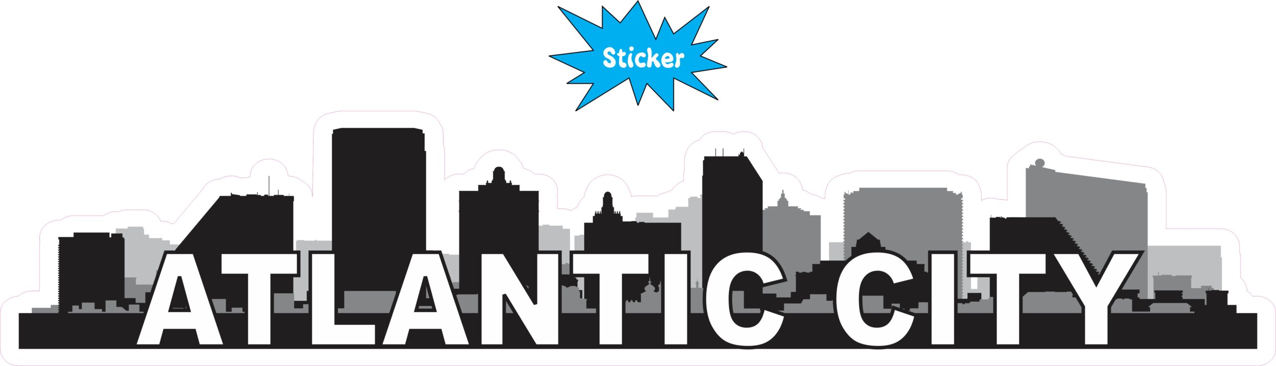 10in x 2in Atlantic City Skyline Sticker
