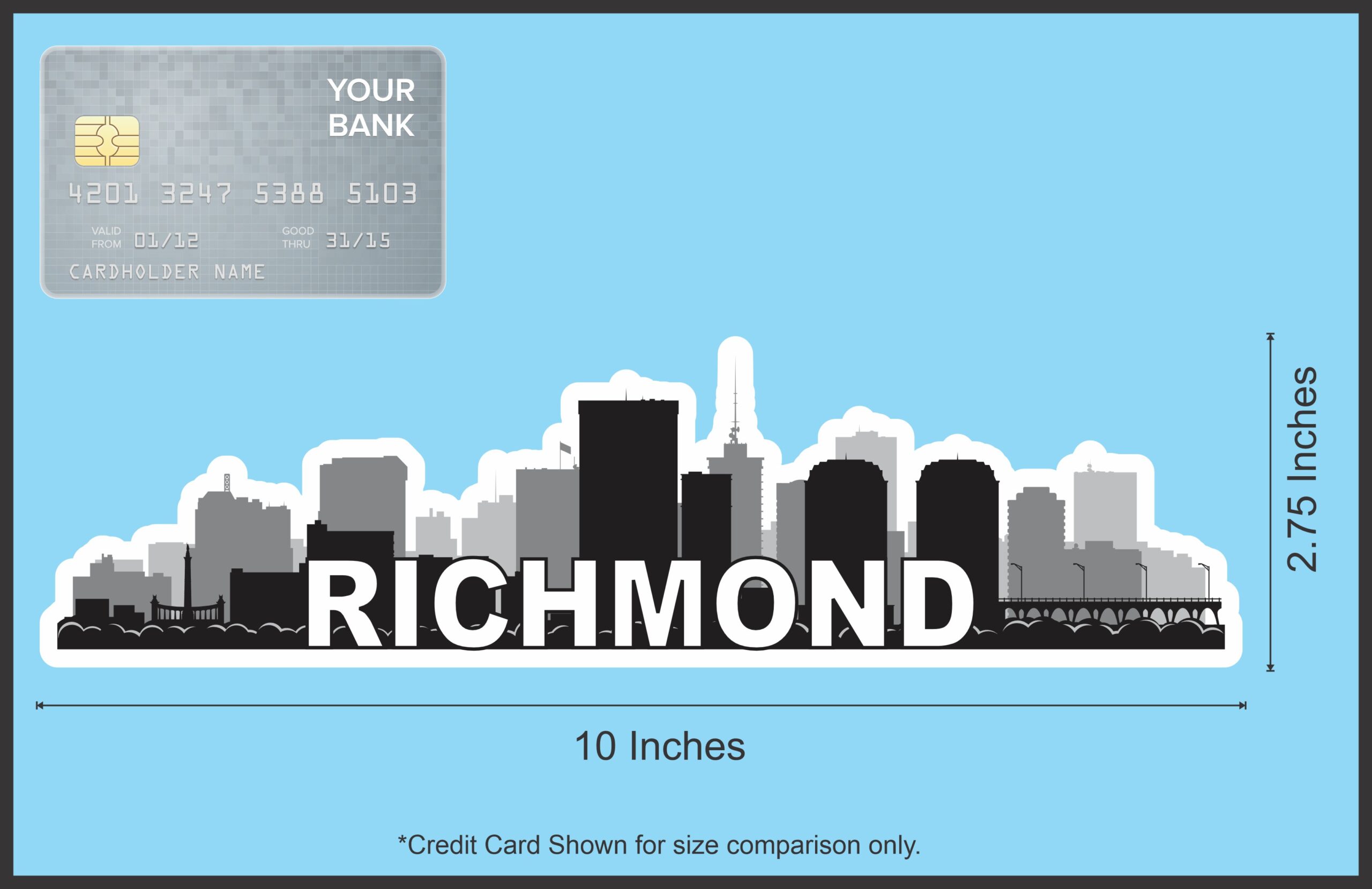 10in x 2.5in Richmond Skyline Sticker