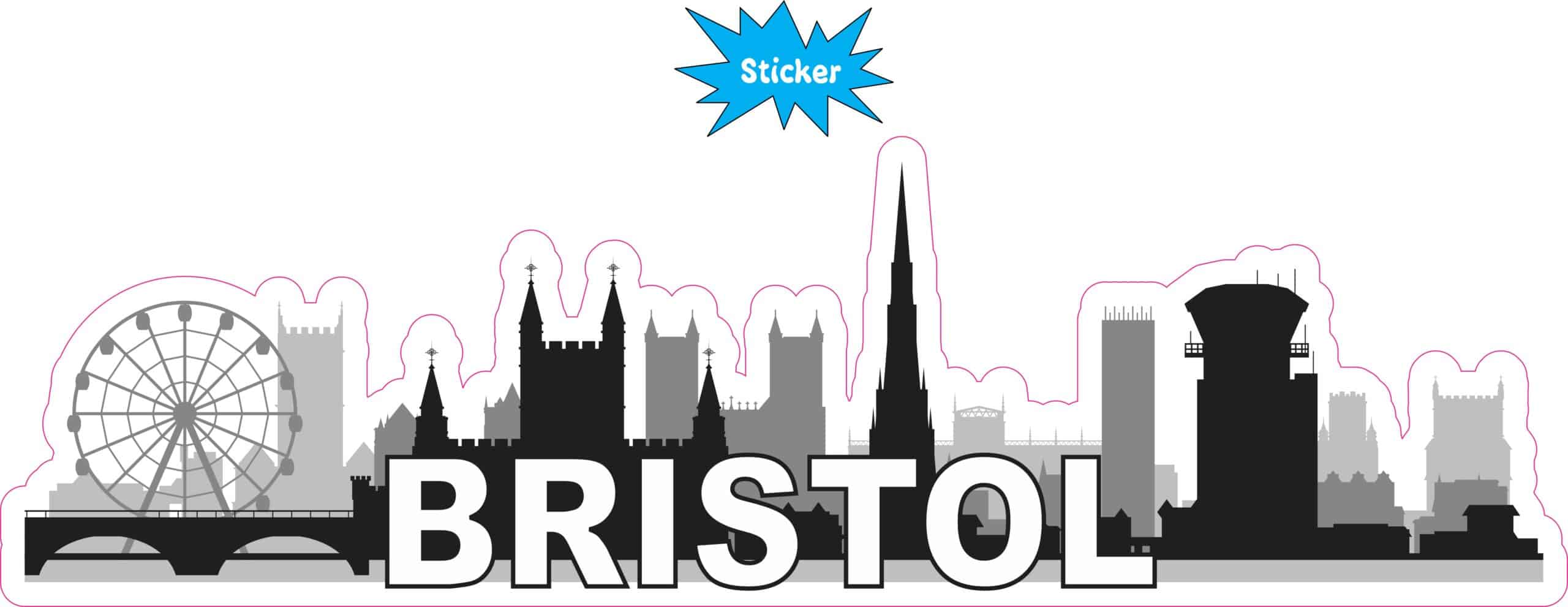 10in x 3in Bristol Skyline Sticker