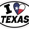 Oval I Love Texas Sticker