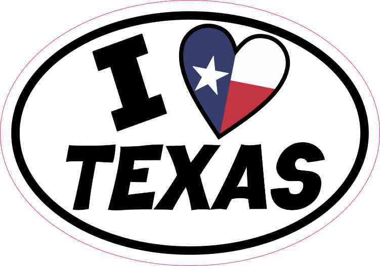 Oval I Love Texas Sticker