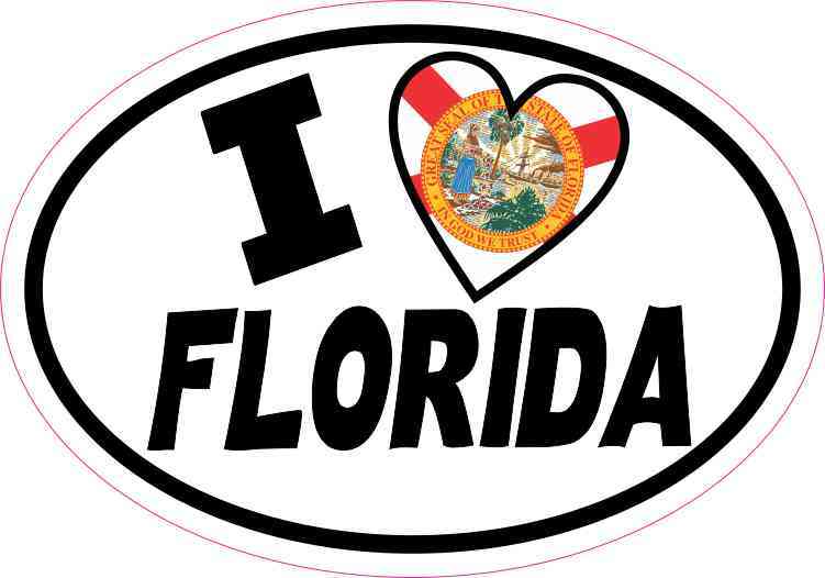 Oval I Love Florida Sticker