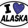 Oval I Love Alaska Sticker