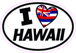 Oval I Love Hawaii Sticker