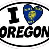 Oval I Love Oregon Sticker
