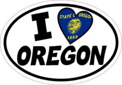 Oval I Love Oregon Sticker