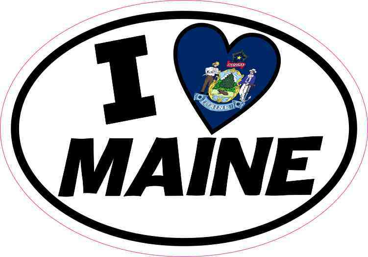 Oval I Love Maine Sticker