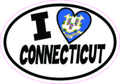 Oval I Love Connecticut Sticker