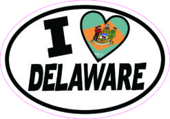 Oval I Love Delaware Sticker