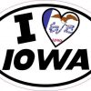 Oval I Love Iowa Sticker