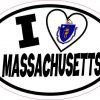 Oval I Love Massachusetts Sticker