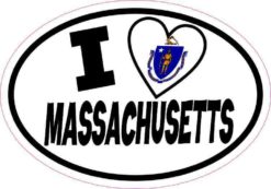 Oval I Love Massachusetts Sticker
