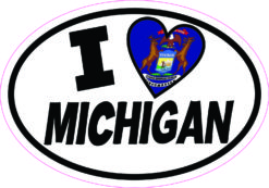 Oval I Love Michigan Sticker