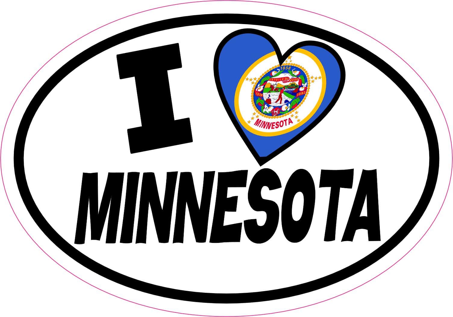 5in x 3.5in Oval I Love Minnesota Sticker