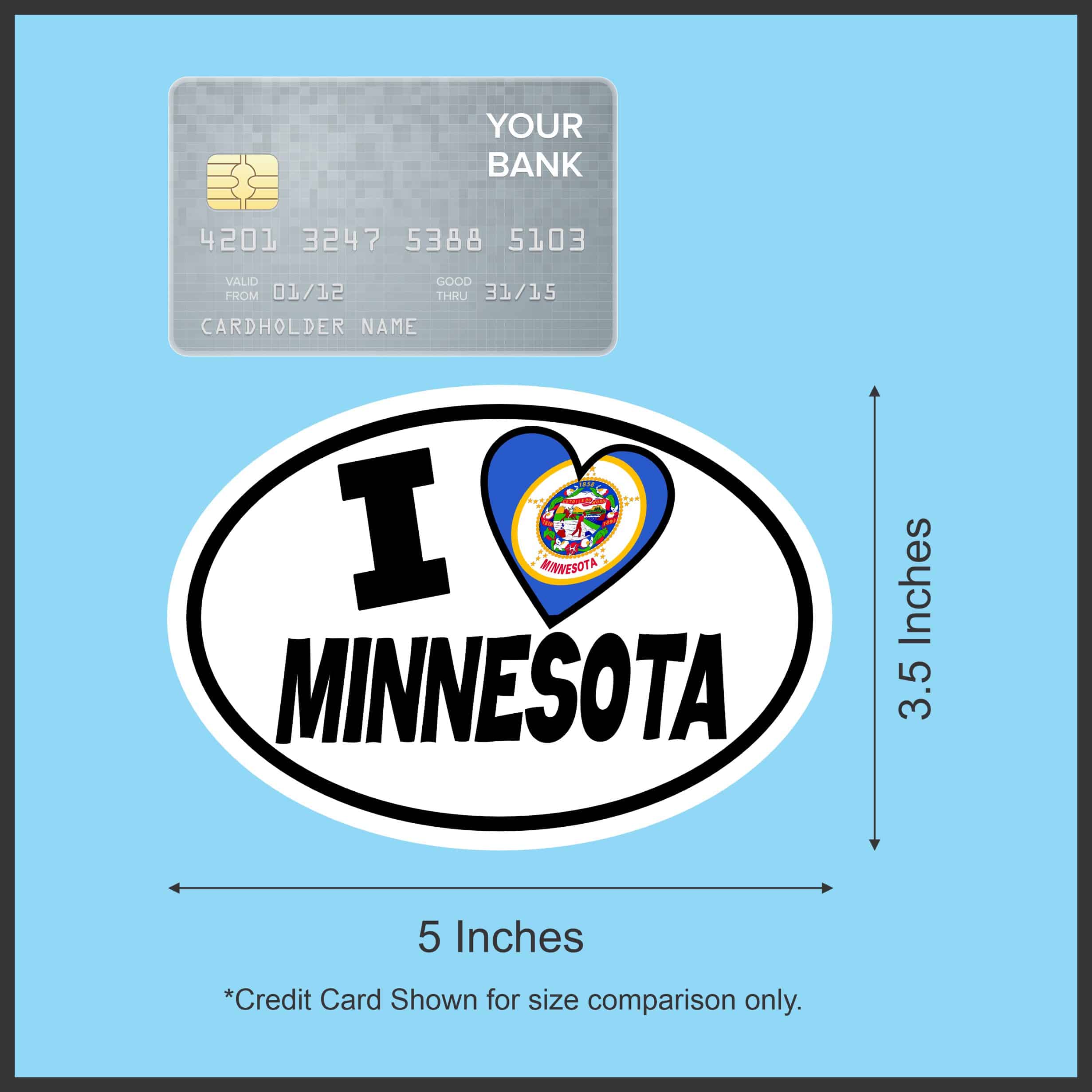 5in x 3.5in Oval I Love Minnesota Sticker - Image 6