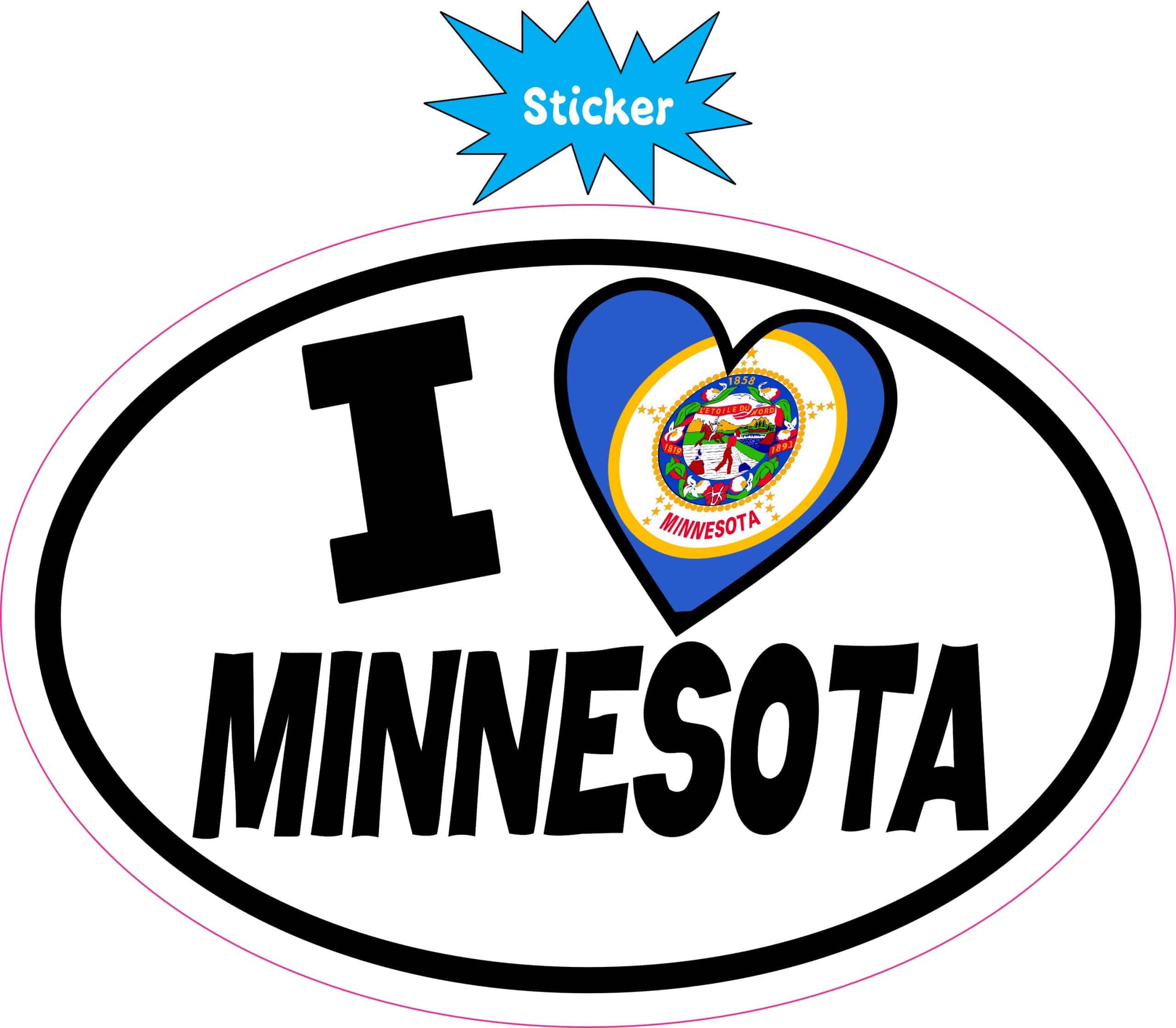 5in x 3.5in Oval I Love Minnesota Sticker - Image 2